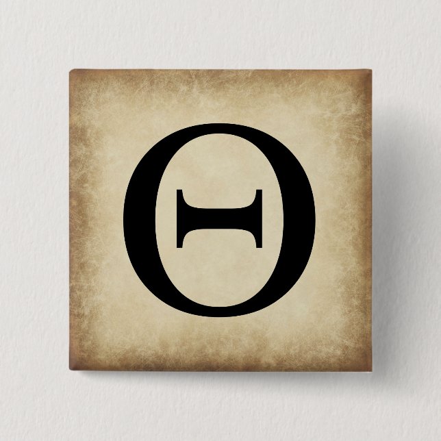 Greek Alphabet Letter Theta 15 Cm Square Badge (Front)