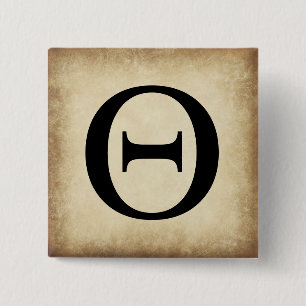 Greek Alphabet Letter Theta 15 Cm Square Badge