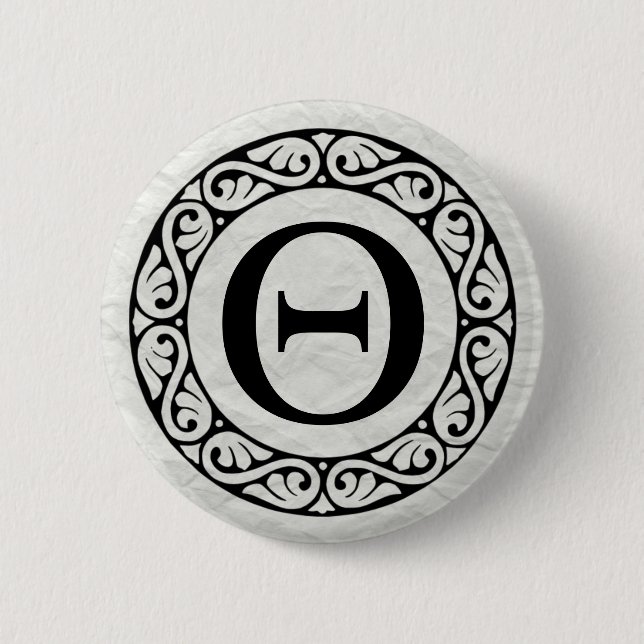 Greek Alphabet Letter Theta 6 Cm Round Badge (Front)