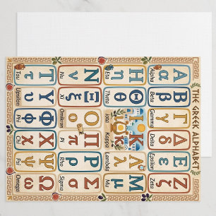 Greek Alphabet Letters Symbols Writable Cards