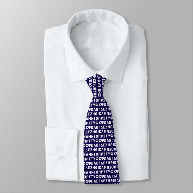 Greek Alphabet Pattern: Minimalist Typography Tie (Tied)