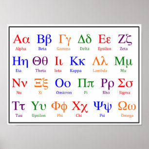 Greek Alphabet Poster--Colourful upper & lower cas Poster