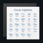 Greek Alphabet Square Magnetic Card<br><div class="desc">Lower and upper case greek letters with their names. Vector object with custom colours for title,  letters and letter names. Custom background colour.</div>