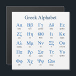 Greek Alphabet Square Magnetic Card<br><div class="desc">Lower and upper case greek letters with their names. Vector object with custom colours for title,  letters and letter names. Custom background colour.</div>