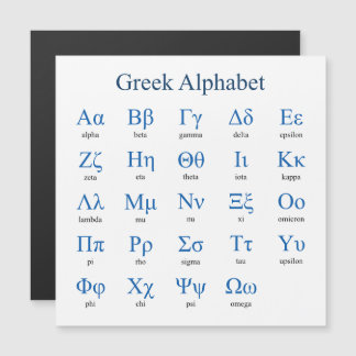 Greek Alphabet Square Magnetic Card