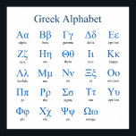Greek Alphabet Square Poster<br><div class="desc">Lower and upper case greek letters with their names. Vector object with custom colors for title,  letters and letter names. Custom background color.</div>