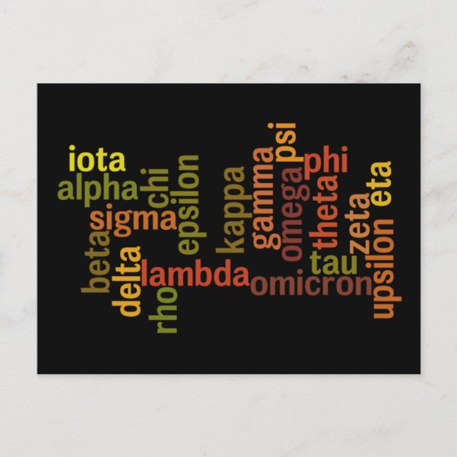 Greek Alphabet (Word Cloud) Postcard (Front)