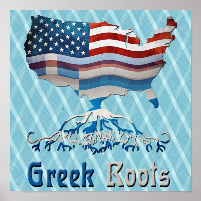 Greek American Flags Poster (Front)