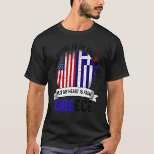 Greek American Patriot Heart Is From Greece Flag T-Shirt