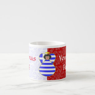 Greek Angel Black Hair Dressed in Flag Espresso Cup