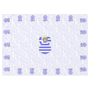 Greek Angel Grey Hair Dressed in Flag Tablecloth