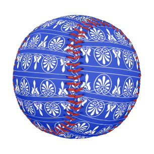 Greek Arabesque Mediterranean Pattern Blue Baseball