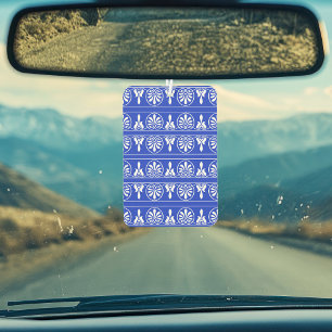 Greek Arabesque Mediterranean Pattern Blue Car Air Freshener