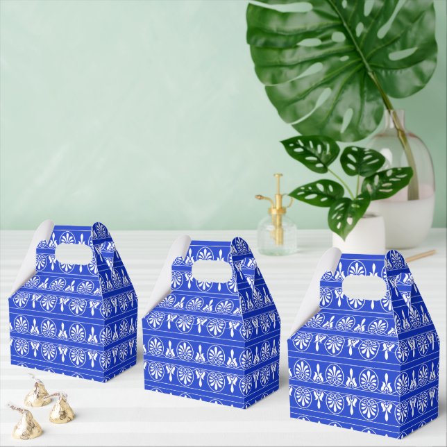 Greek Arabesque Mediterranean Pattern Blue Favour Box (Multiple)
