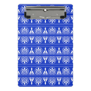 Greek Arabesque Mediterranean Pattern Blue Mini Clipboard