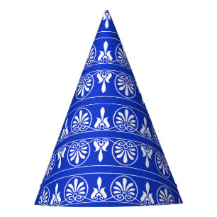 Greek Arabesque Mediterranean Pattern Blue Party Hat