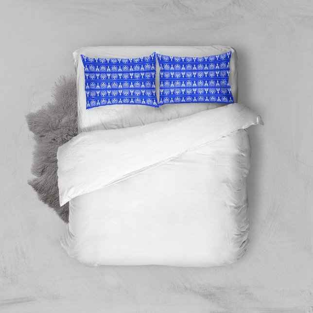Greek Arabesque Mediterranean Pattern Blue Pillowcase (Creator Uploaded)