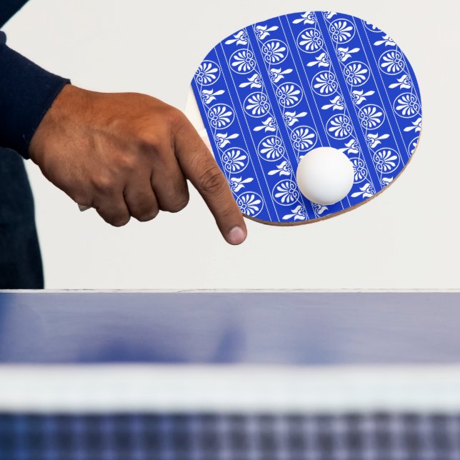 Greek Arabesque Mediterranean Pattern Blue Ping Pong Paddle (Insitu)