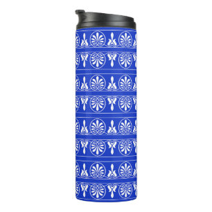Greek Arabesque Mediterranean Pattern Blue Thermal Tumbler