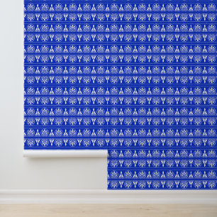 Greek Arabesque Mediterranean Pattern Blue Wallpaper