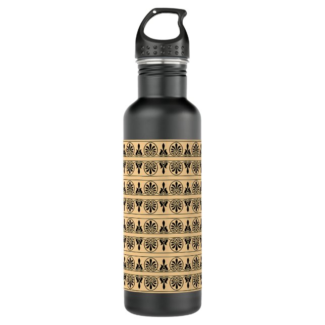 Greek Arabesque Mediterranean Pattern Brown 710 Ml Water Bottle (Front)