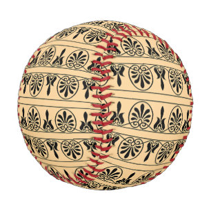 Greek Arabesque Mediterranean Pattern Brown Baseball