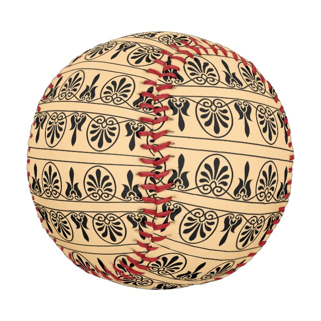 Greek Arabesque Mediterranean Pattern Brown Baseball (Angled)
