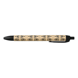 Greek Arabesque Mediterranean Pattern Brown Black Ink Pen