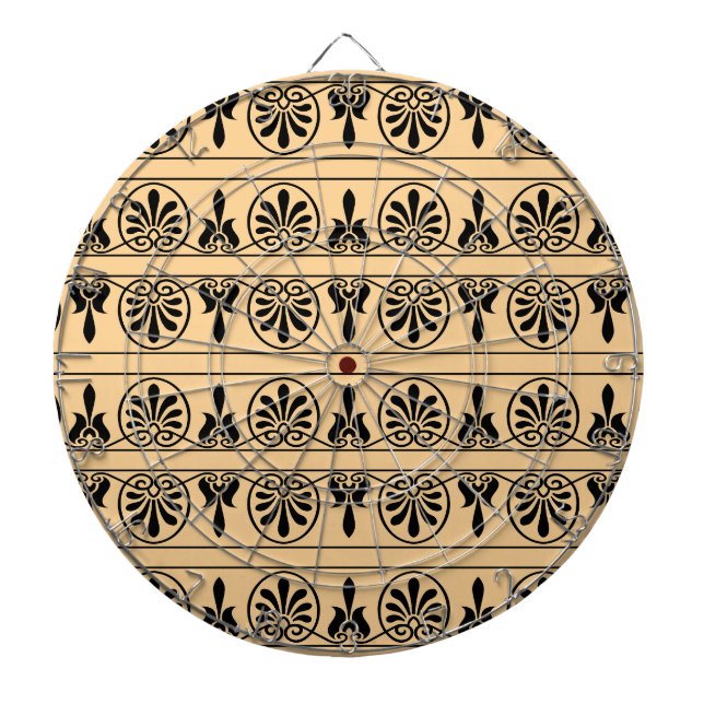 Greek Arabesque Mediterranean Pattern Brown Dartboard (Front)