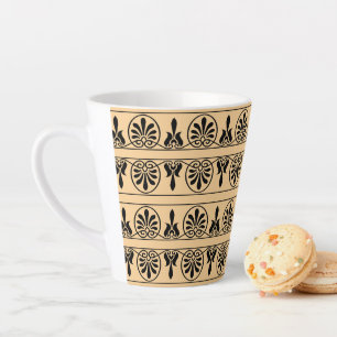 Greek Arabesque Mediterranean Pattern Brown Latte Mug