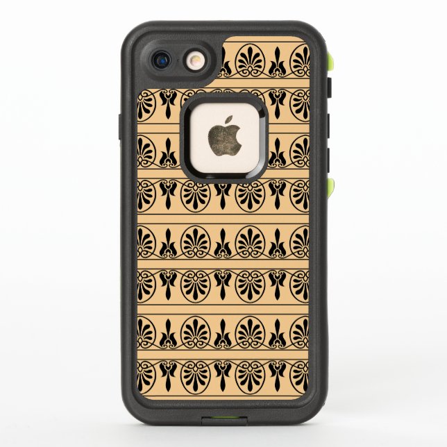 Greek Arabesque Mediterranean Pattern Brown LifeProof iPhone Case (Back)