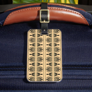 Greek Arabesque Mediterranean Pattern Brown Luggage Tag