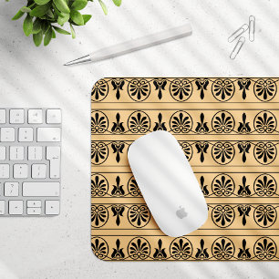 Greek Arabesque Mediterranean Pattern Brown Mouse Pad