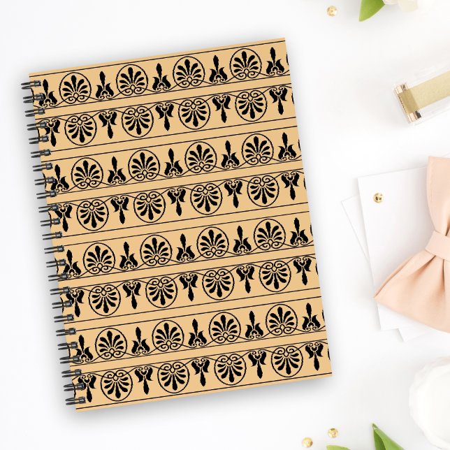 Greek Arabesque Mediterranean Pattern Brown Notebook (Creator Uploaded)