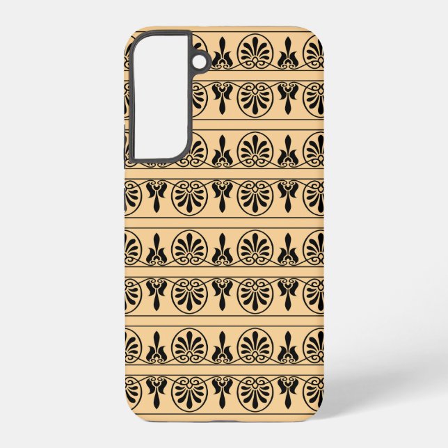 Greek Arabesque Mediterranean Pattern Brown Samsung Galaxy S22+ Case (Back)