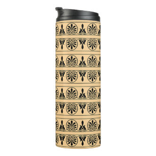 Greek Arabesque Mediterranean Pattern Brown Thermal Tumbler