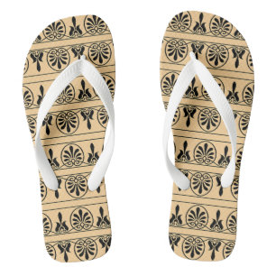 Greek Arabesque Mediterranean Pattern Brown Thongs