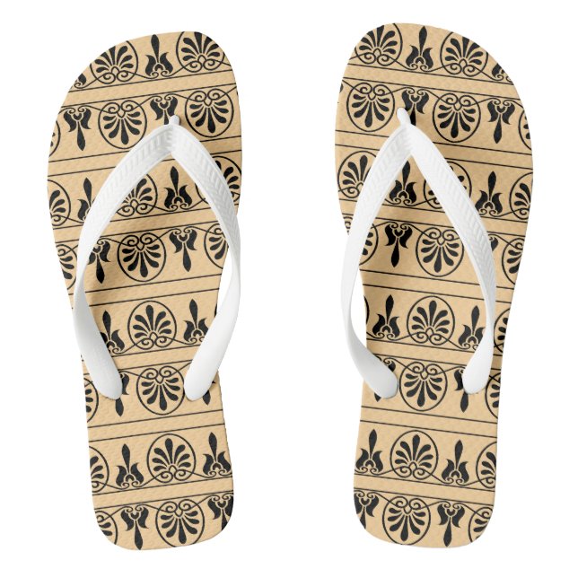 Greek Arabesque Mediterranean Pattern Brown Thongs (Footbed)