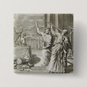 Greek Astronomer Studying the Stars, illustration 15 Cm Square Badge