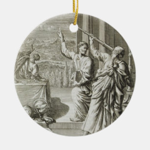 Greek Astronomer Studying the Stars, illustration Ceramic Tree Decoration