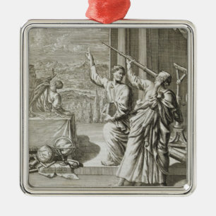 Greek Astronomer Studying the Stars, illustration Metal Ornament