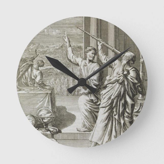 Greek Astronomer Studying the Stars, illustration Round Clock (Front)