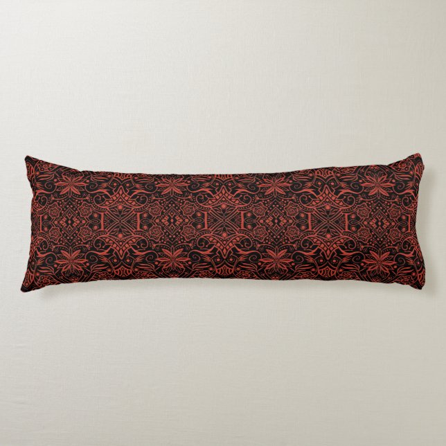 Greek Baroque Arabesque Pattern Black Terracotta Body Cushion (Front)