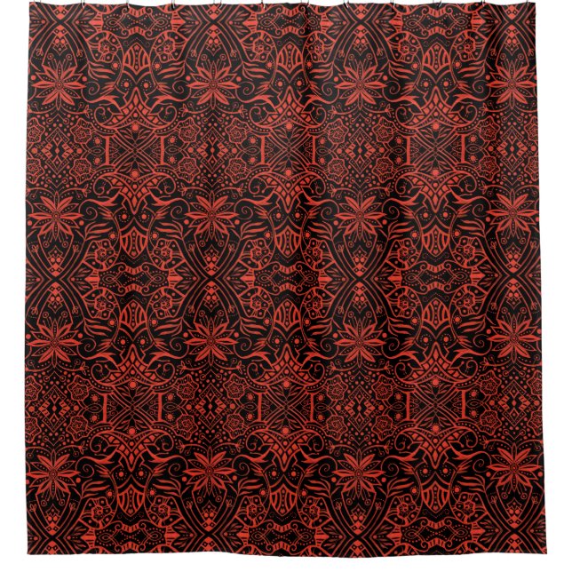 Greek Baroque Bohemian Arabesque Pattern Terracota Shower Curtain (Front)