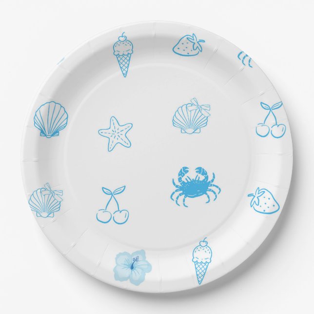 Greek Beach Minimalist Paper Plate (Front)