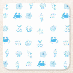 Greek Beach Minimalist Square Paper Coaster