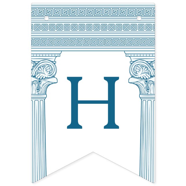 Greek Birthday Party with temple columns in blue Bunting (Second Flag)
