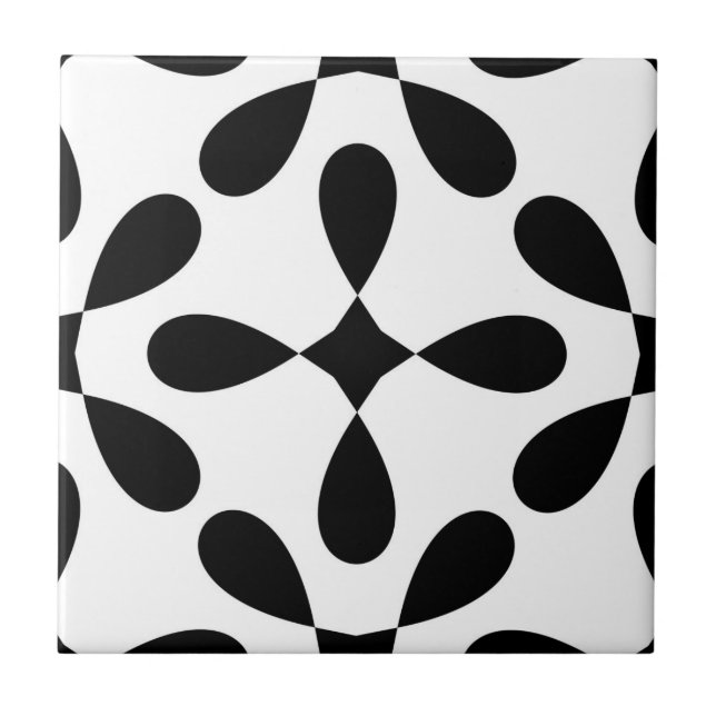 greek black and white flowers tiles (Front)