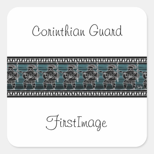 Greek Black Figure Guard Square Sticker (Front)