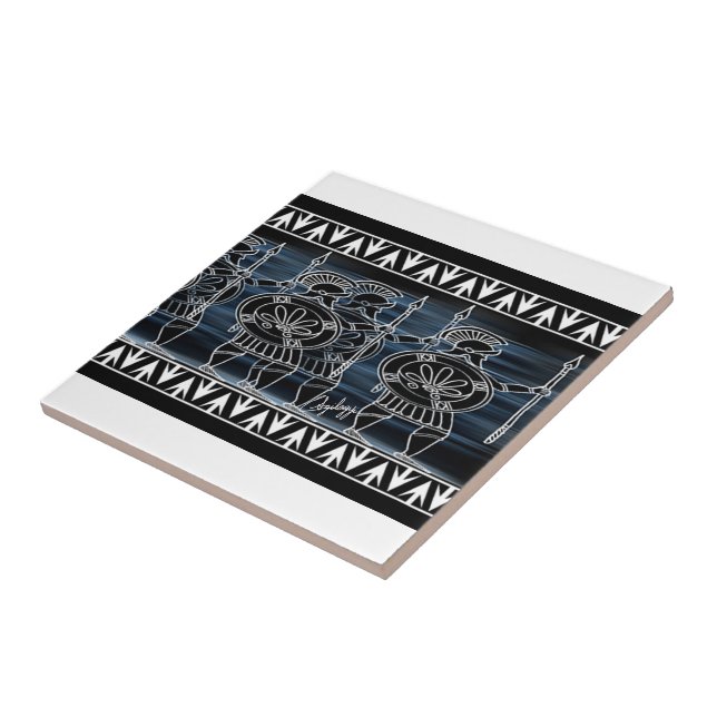 Greek Black Figure Troop Ceramic Tile (Side)